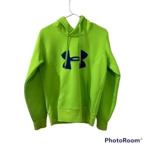 Under Armour Womens Neon Green Semi Fitted Sweatshirt Hoodie Size Medium